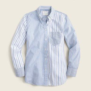 NWOT J. Crew Mixed Striped Classic Poplin Button Down Shirt Sz 10